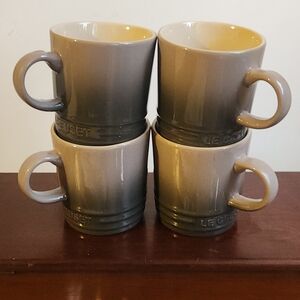 4 Le Creuset Oyster Gray Stoneware Espresso Mugs Set